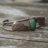 Vintage Sterling Turquoise Feather Cuff