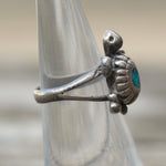 Vintage Sterling Turquoise Turtle Ring 4.75