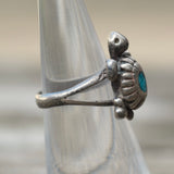 Vintage Sterling Turquoise Turtle Ring 4.75