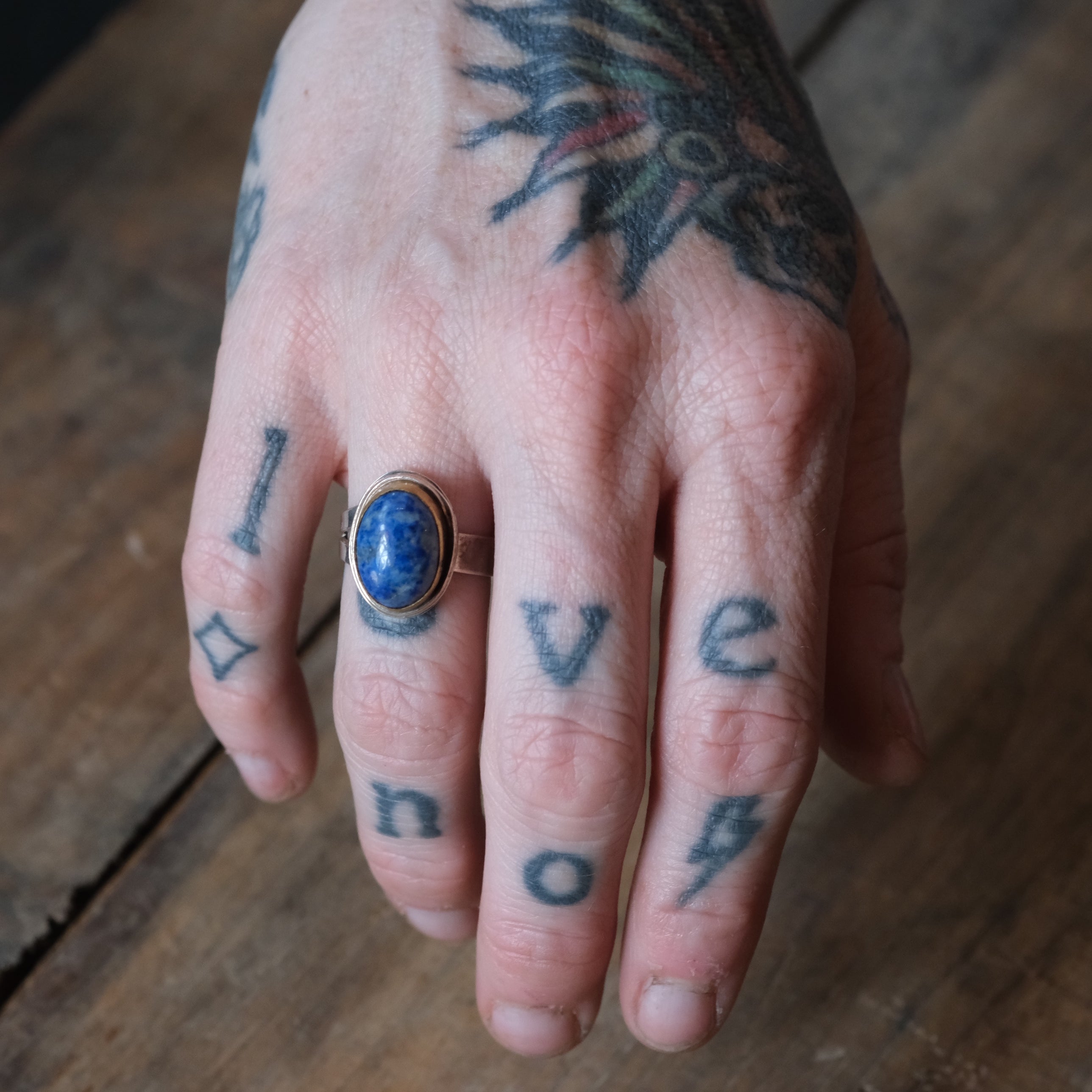 Vintage Sterling Lapis Ring 7.25