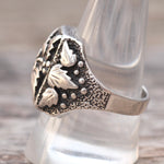 Vintage Sterling Silver Feather Signet Ring 10.5