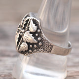 Vintage Sterling Silver Feather Signet Ring 10.5