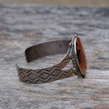 Vintage Sterling Petrified Wood Stamped Cuff