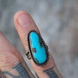 Vintage Sterling Turquoise Roper Ring 4