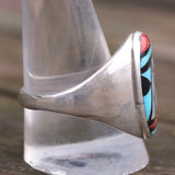 Vintage Sterling Zuni Inlay Ring 11.5
