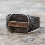 Vintage Sterling and Gold Manila Signet Ring 11.25