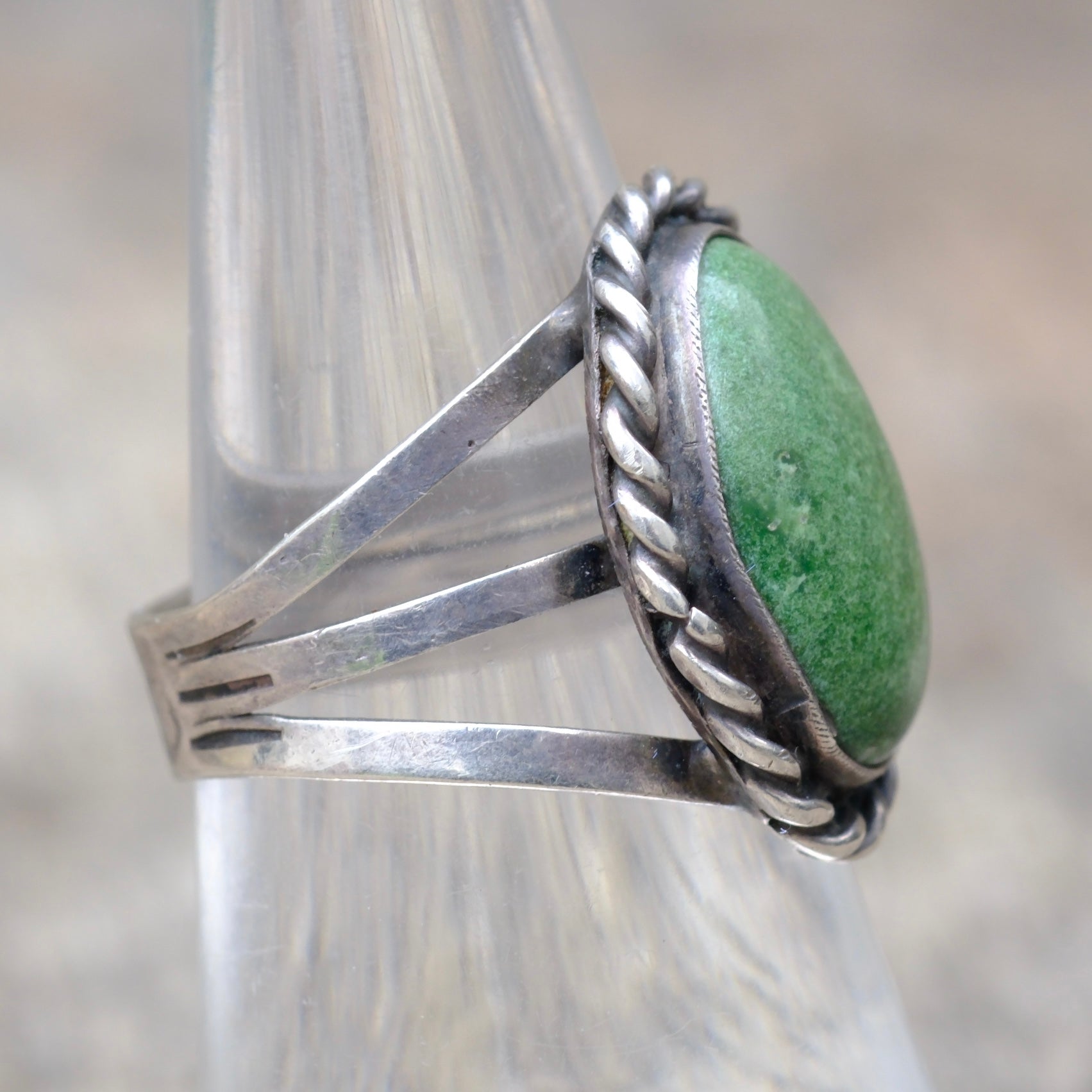 Vintage Sterling Turquoise Roper Ring 6.5