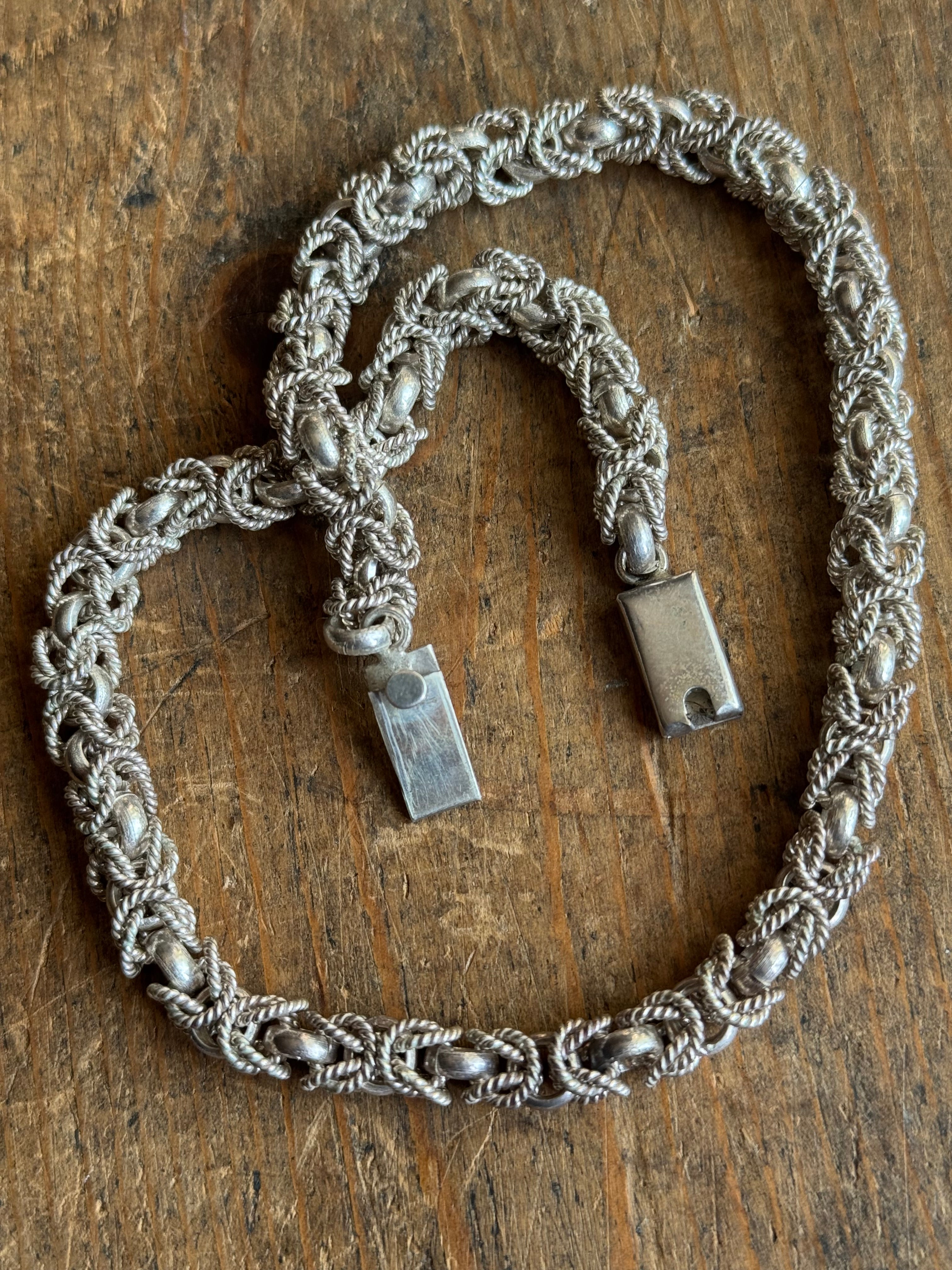 Vintage Sterling Silver 16” Chunky Byzantine Chain