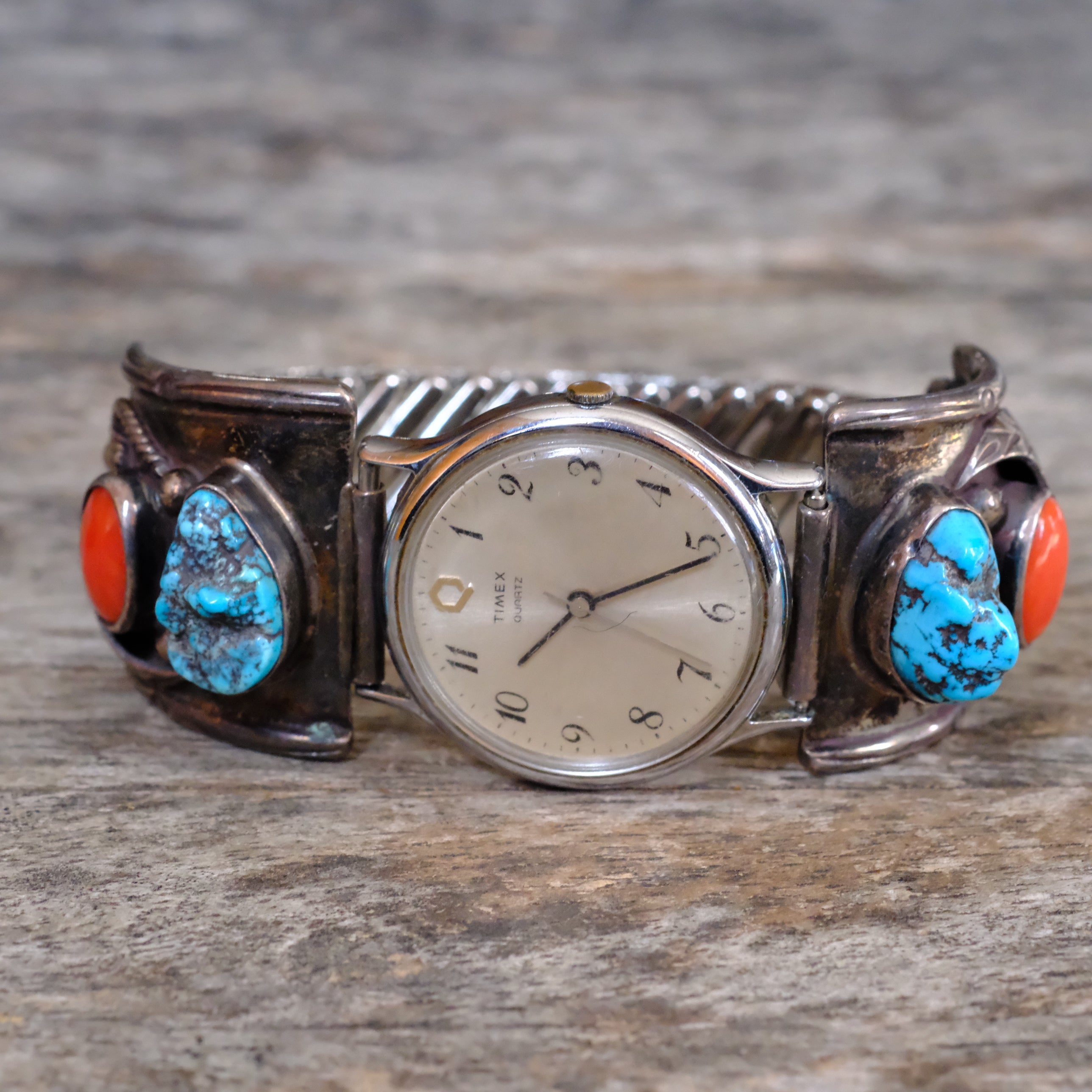 Vintage Sterling Turquoise and Coral Watch