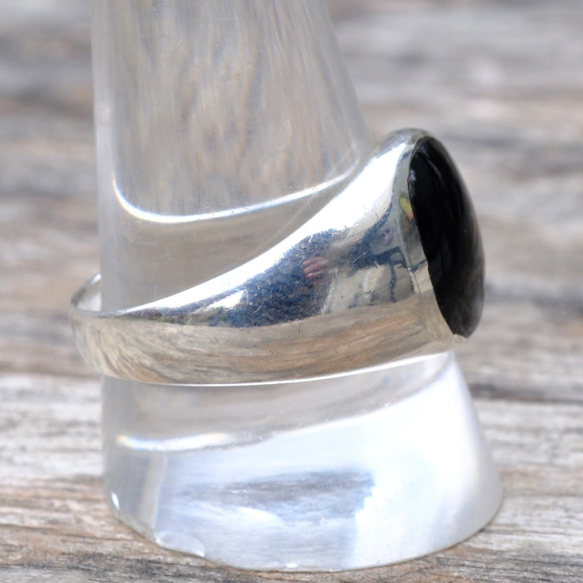Vintage Sterling Black Resin Signet Ring 11.5