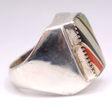 Vintage Sterling Multistone Inlay Ring 10.5