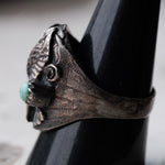 Vintage Sterling 2-Stone Turquoise Eagle Ring 9.5