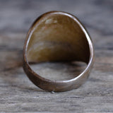 Vintage Sterling Turquoise and Coral Inlay Chip Ring 10.25