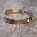 Vintage Sterling Multi Stone Inlay Cuff