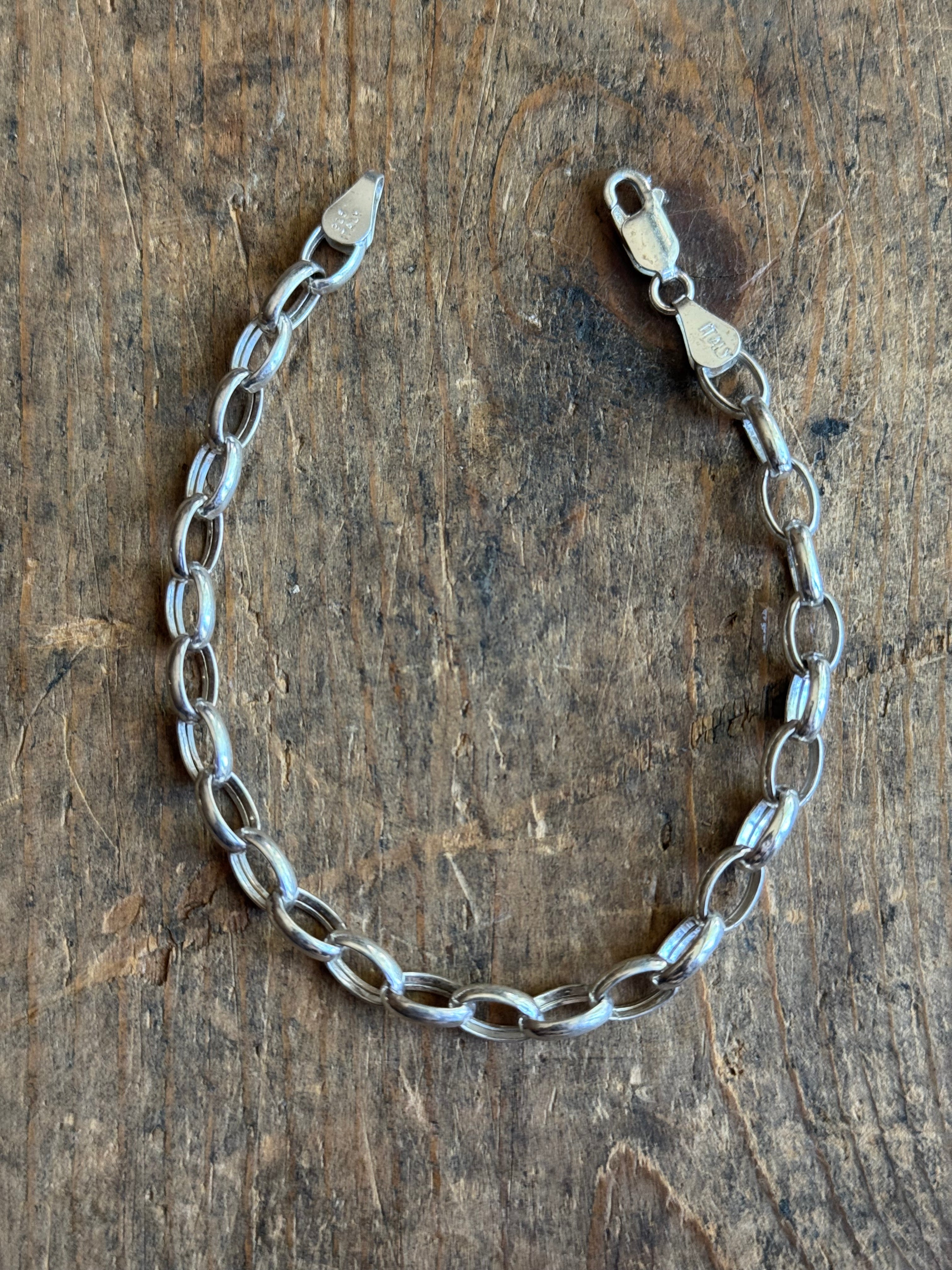 Vintage Sterling Silver Oval Cable Chain 7.5"