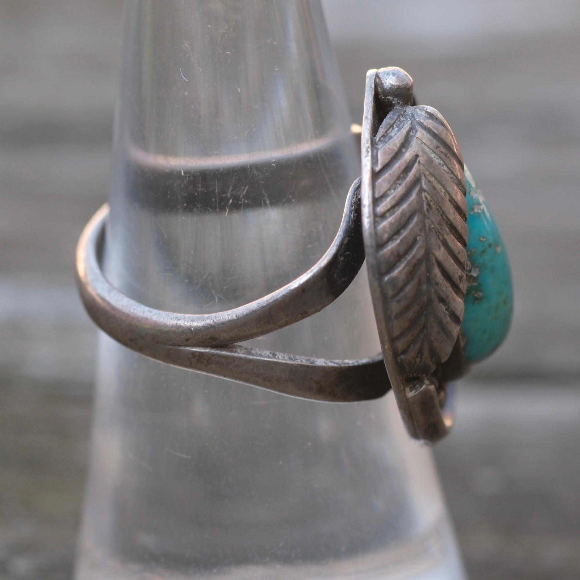 Vintage Sterling Turquoise Roper Ring 6.5
