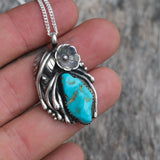 Vintage Sterling Turquoise Feather Necklace