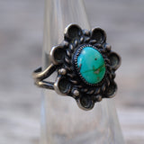 Vintage Sterling Turquoise Florette Ring 5
