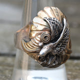 Vintage Sterling And Copper Eagle Ring 10