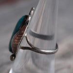 Vintage Sterling Turquoise Feather Ring 7.5