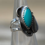 Vintage Sterling Turquoise Feather Ring 3