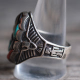 Vintage Sterling Multistone Inlay Thunderbird Ring 12.25