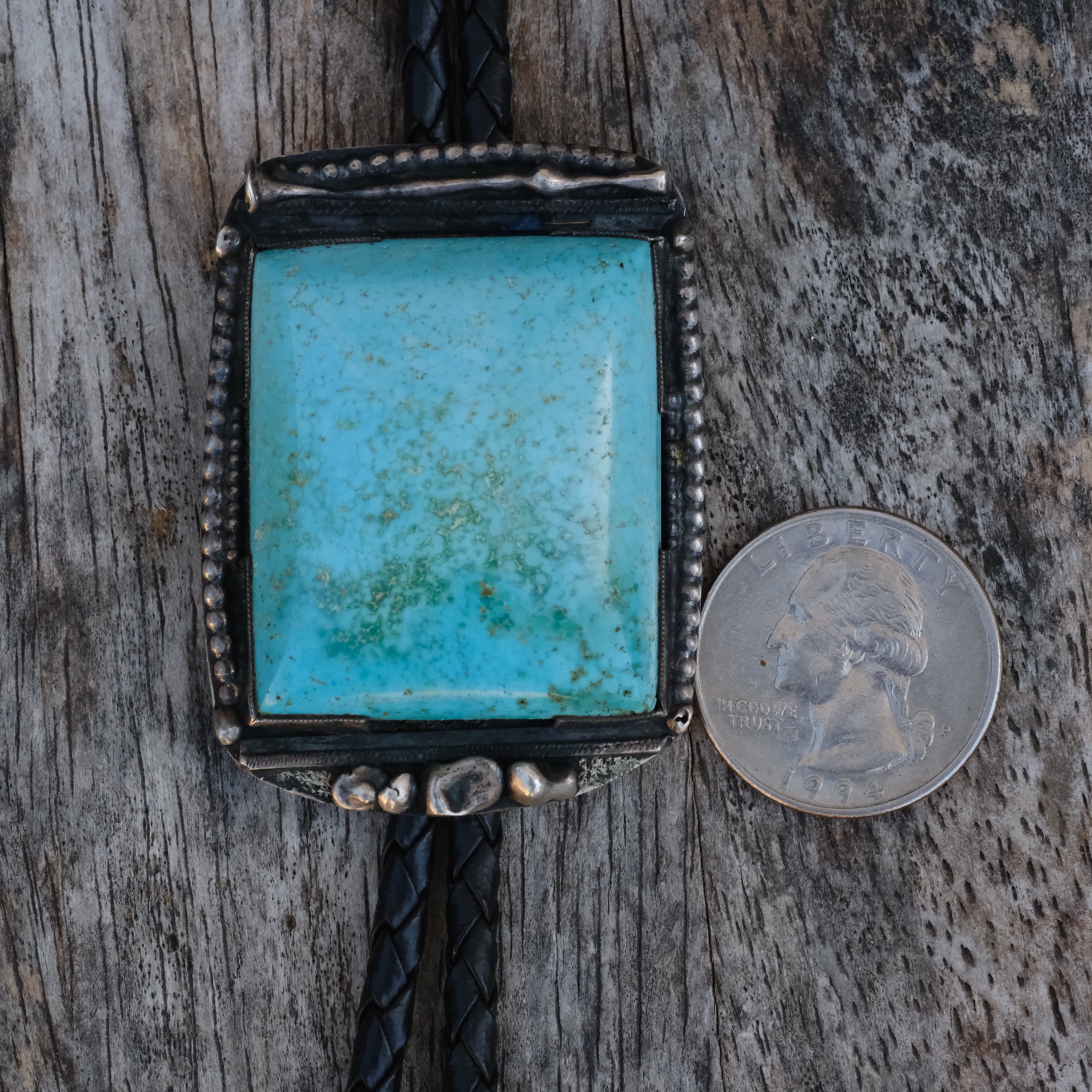 Vintage Sterling Turquoise Bolo Tie