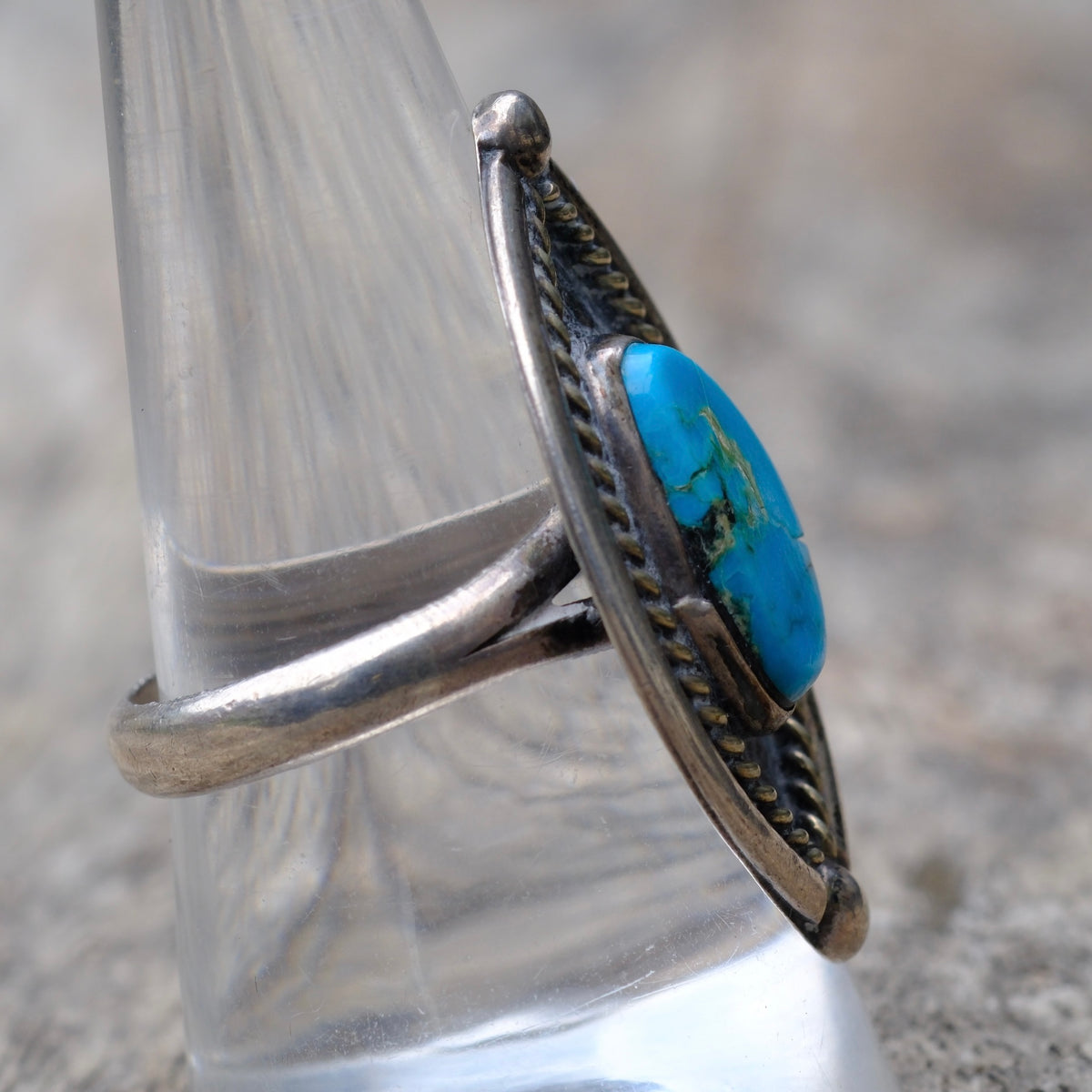 Vintage Sterling Turquoise Ring 9.5