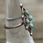 Vintage Sterling Turquoise Cluster Ring 5.25