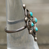 Vintage Sterling Turquoise Cluster Ring 5.25