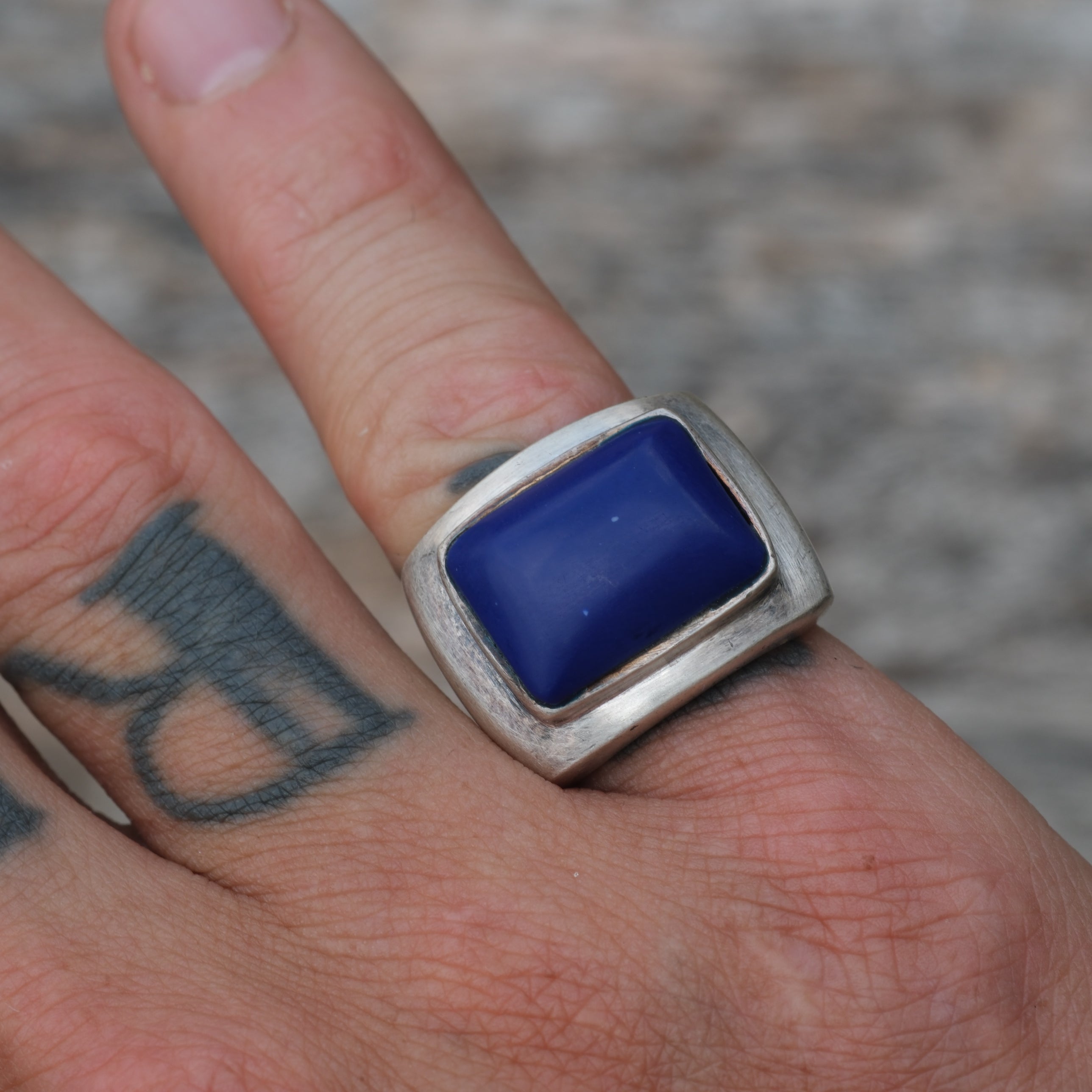Vintage Sterling Lapis Ring 6.5