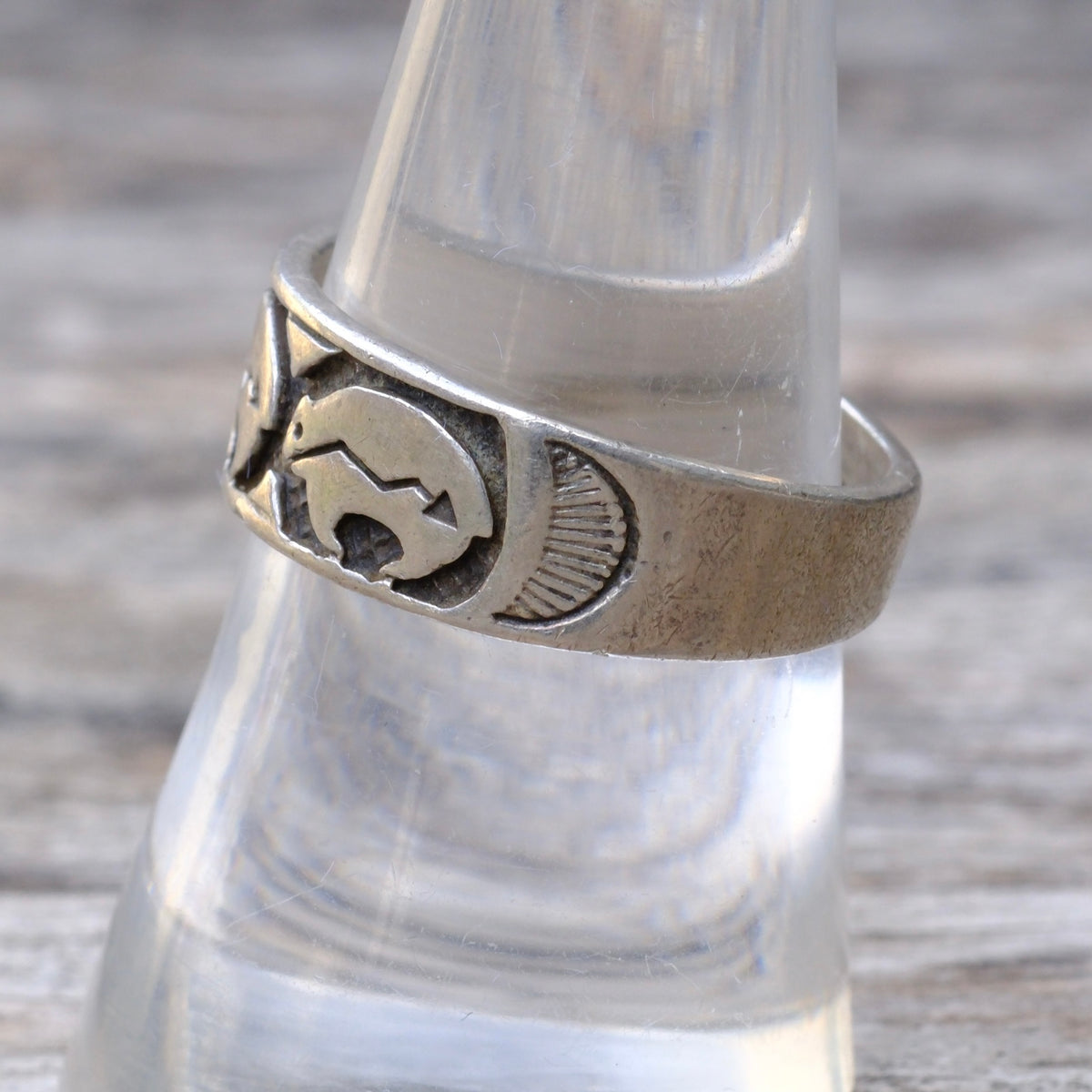 Vintage Sterling Hopi Bear Band Ring 8.75