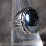 Vintage Sterling Hematite Signet Ring 9.25