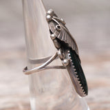 Vintage Sterling Blue Abalone Feather Ring 6