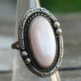 Vintage Sterling Mother Of Pearl Ring 6.75