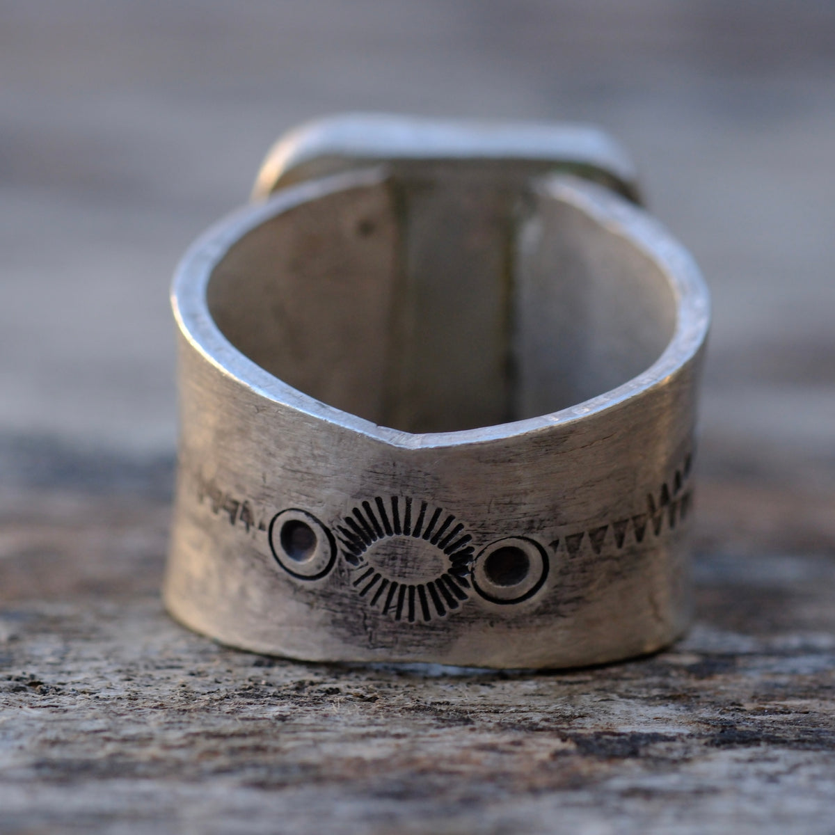 Sterling Silver Kingman Polychrome Stamped Band Ring 10