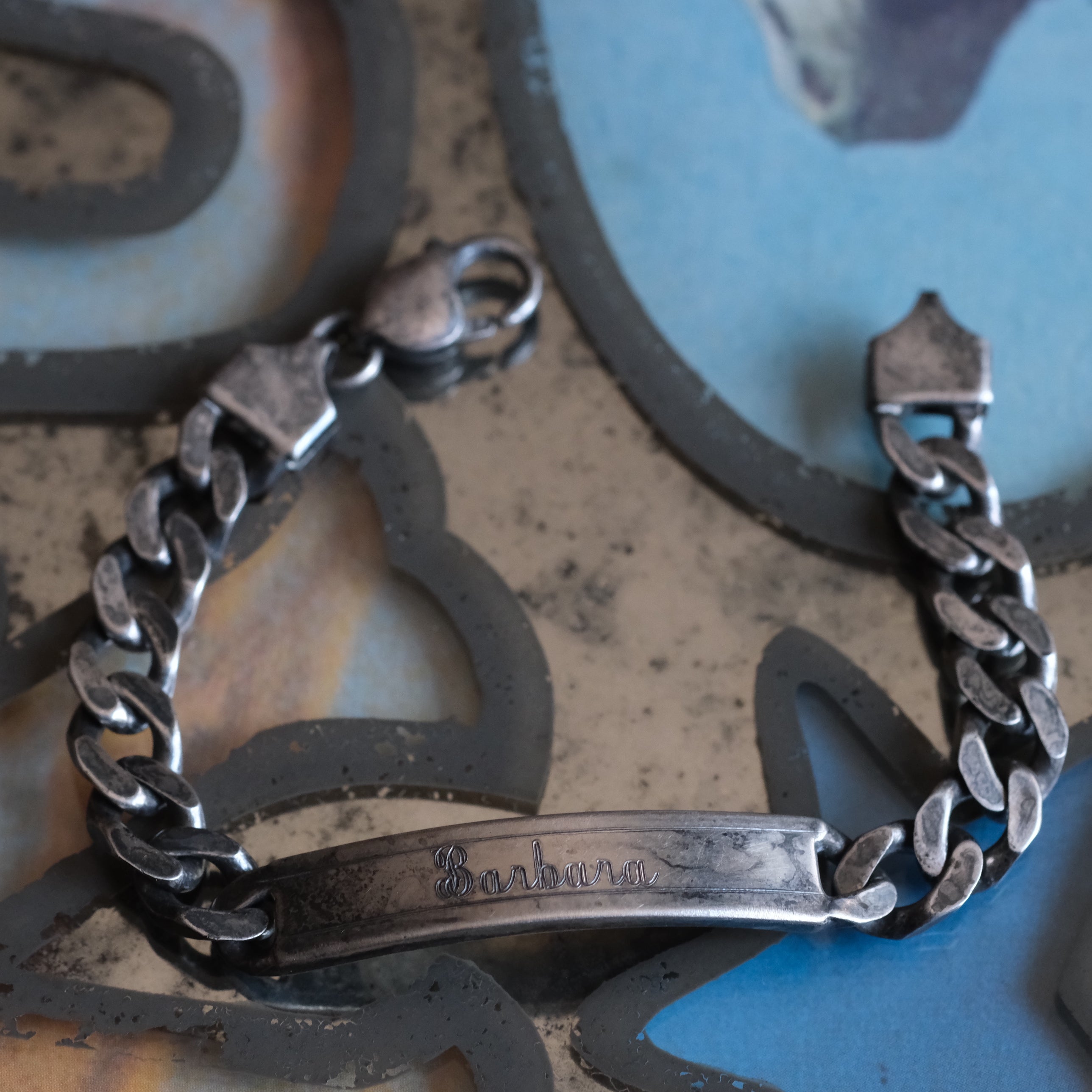 Vintage Sterling Silver Id Chain Bracelet 6.75"