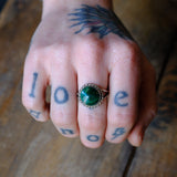 Vintage Sterling Malachite Roper Ring 7.5