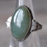 Vintage Sterling Jade Ring 4.5