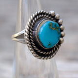 Vintage Sterling Turquoise Roper Ring 4