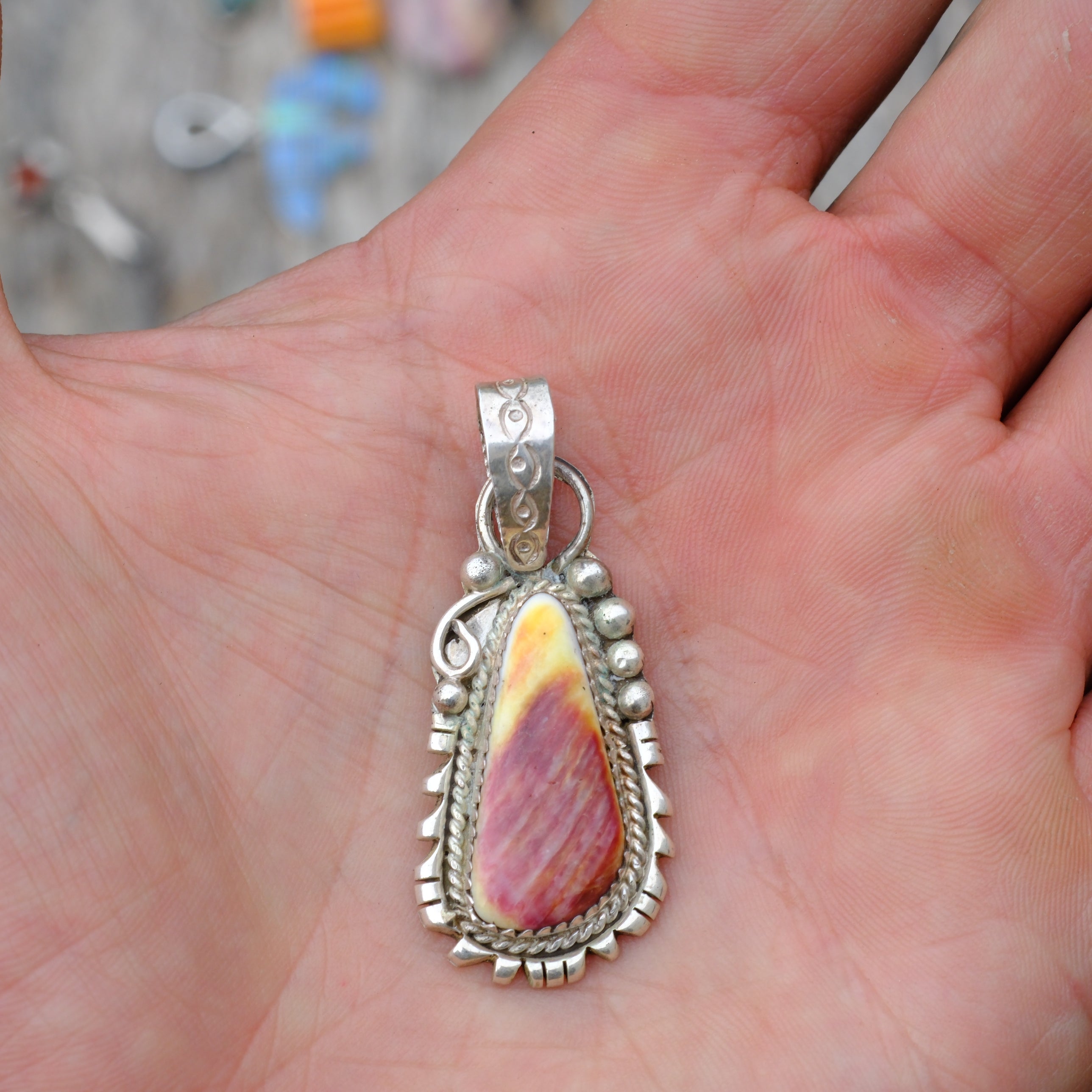 Vintage Sterling Spiny Oyster Pendant