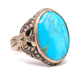 Vintage Sterling Turquoise Thunderbird Ring 11.5
