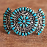 Vintage Sterling Zuni Cluster Cuff Bracelet