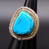 Vintage Sterling Turquoise Roper Ring 6.75