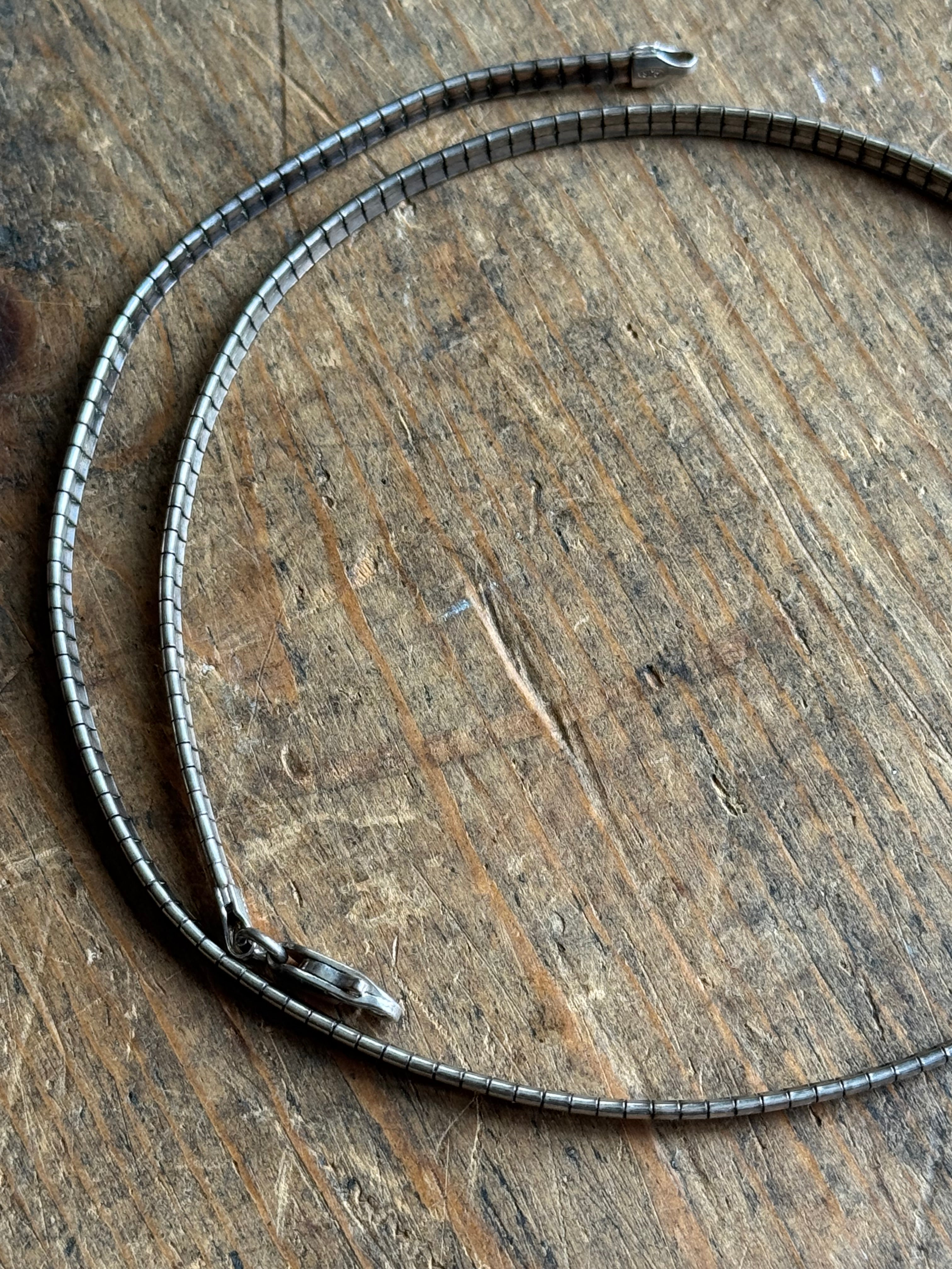 Vintage Sterling Silver 16” Square Box Collar