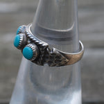 Vintage Sterling 3-Stone Turquoise Arrowhead Ring 4.5