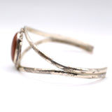 Vintage Sterling Red Agate Cuff Bracelet 6.5"