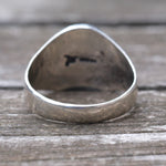 Vintage Sterling Hematite Stamped Arrows Ring 11.25