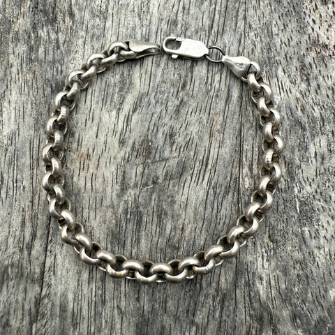 Vintage Sterling Heavy Rollo Chain Bracelet