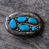 Small Ladies Vintage Sterling Turquoise Snake Belt Buckle